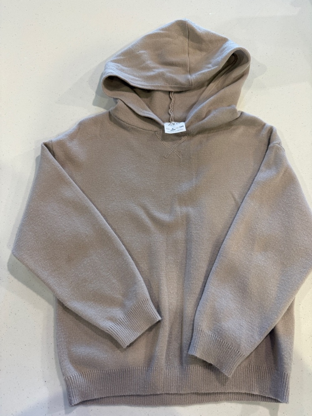 Zara Cozy Neutral Taupe Hooded Sweater